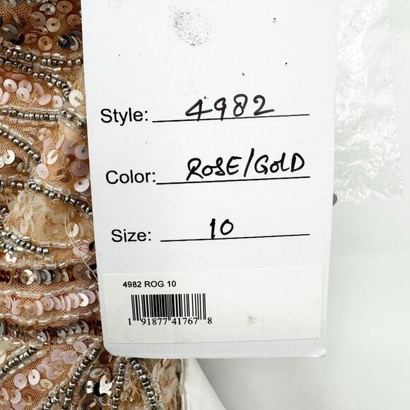 Mac Duggal Embellished One Shoulder Sequin Gown Rose Gold Size 10 NWT - Picture 11 of 14